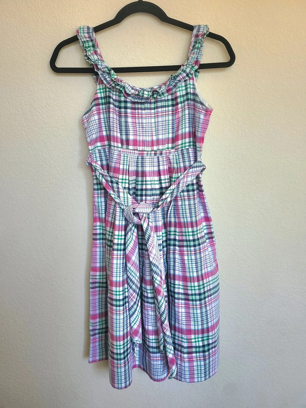 Ralph Lauren Pink & Green Plaid Ruffle Strap Dress